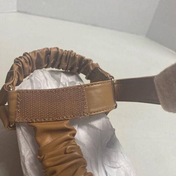 SHOEDAZZLE Taneisa Women’s Rusched Strap Wedge Sandal Size 5.5 Tan - Picture 3 of 9